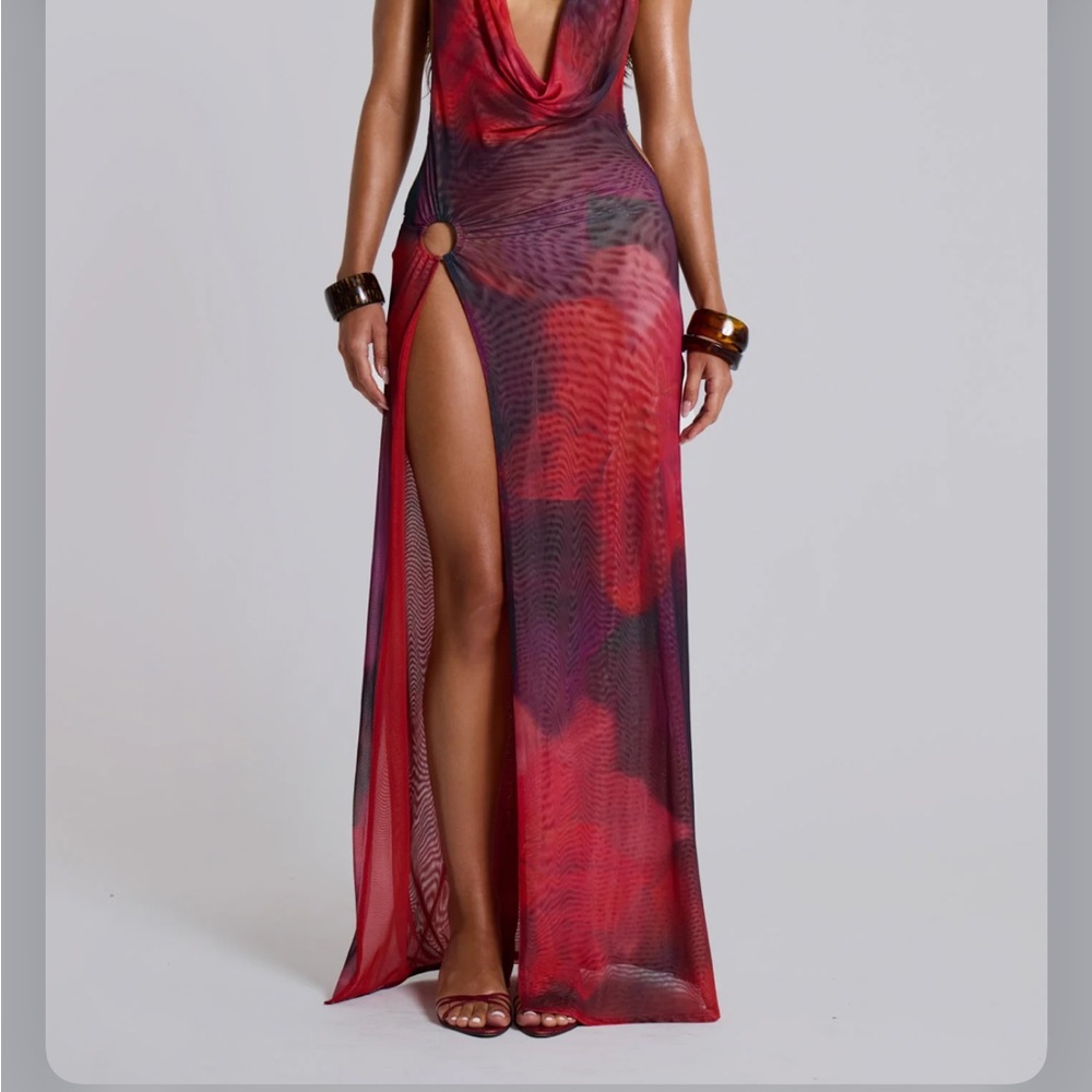 Jaded London Red and Black Maxi Dress